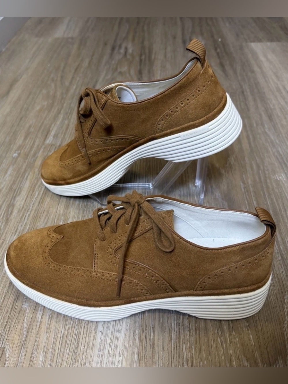 Cole Haan Grand 360 Suede Platform Oxfords Size 8 Brown New